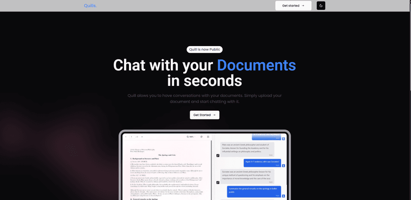 Quills — AI PDF Chat & Document Assistant Web App